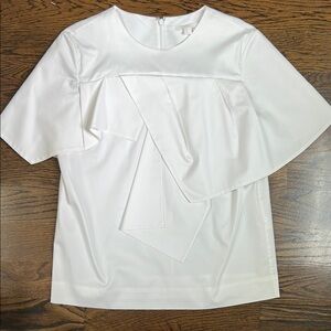 COS White Draped Front Short Sleeve Blouse